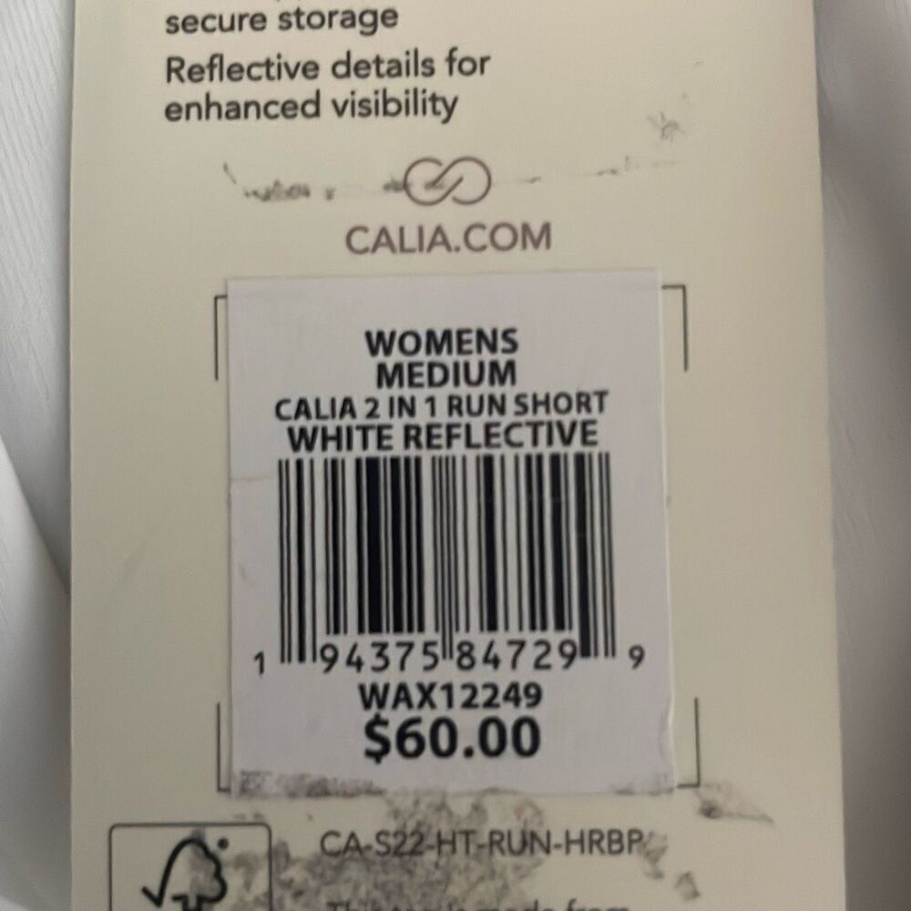 CALIA 2 In 1 Run Short White Reflective High Rise M - Picture 10 of 13